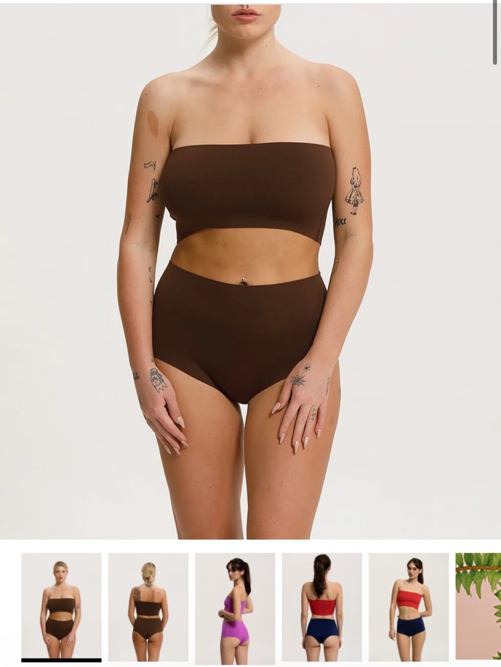 High-Waisted Neoprene Bikini Bottoms in Chocolate Brown - Picture 3 of 4